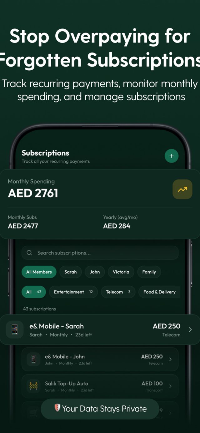 KAZNA smart reminders screen