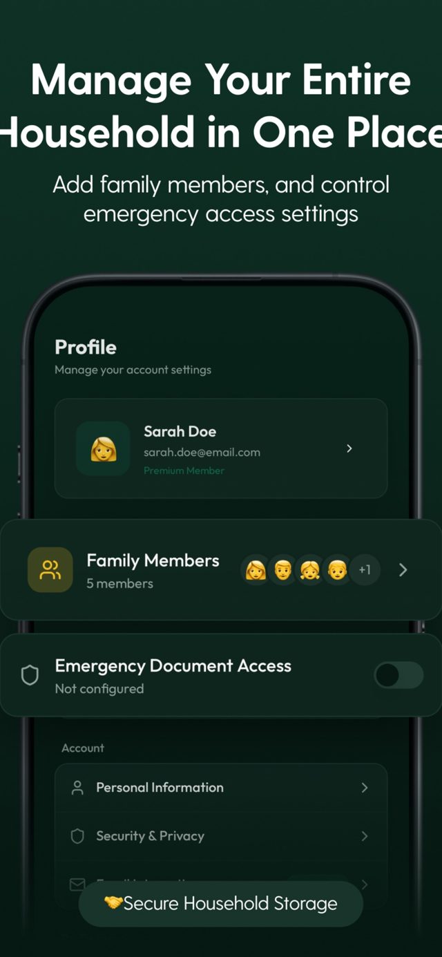KAZNA family profiles screen