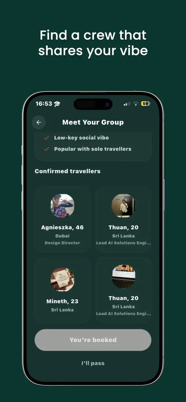 RUSH app vibe matching screen