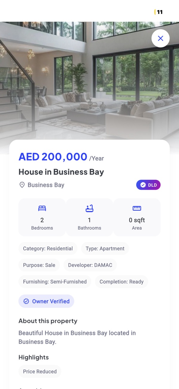 SwipeHome property detail and cost breakdown screen